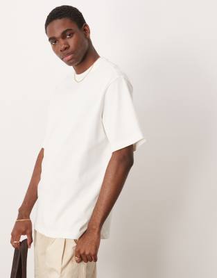Mango - T-shirt color panna in cotone taglio comodo