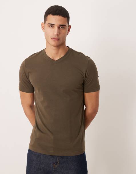 Mango - T-shirt comoda kaki con scollo a V - view 1