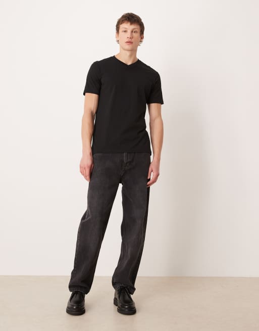 Mango - T-shirt comoda nera con scollo a V, 2 di 5