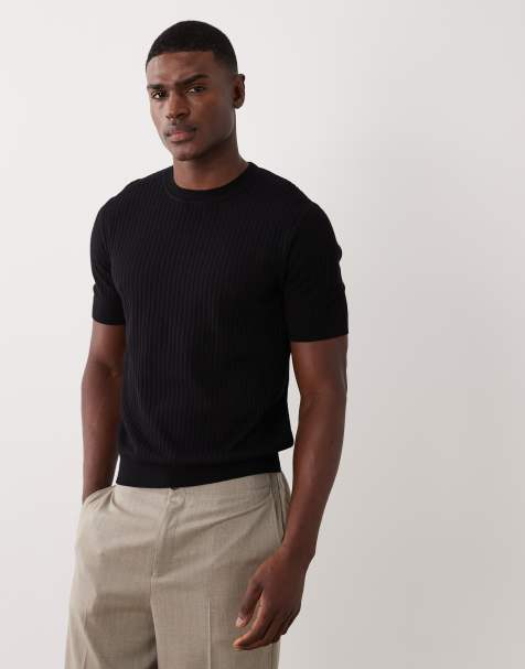 Mango - T-shirt côtelé en fine maille de modal mélangé - Noir - view 1