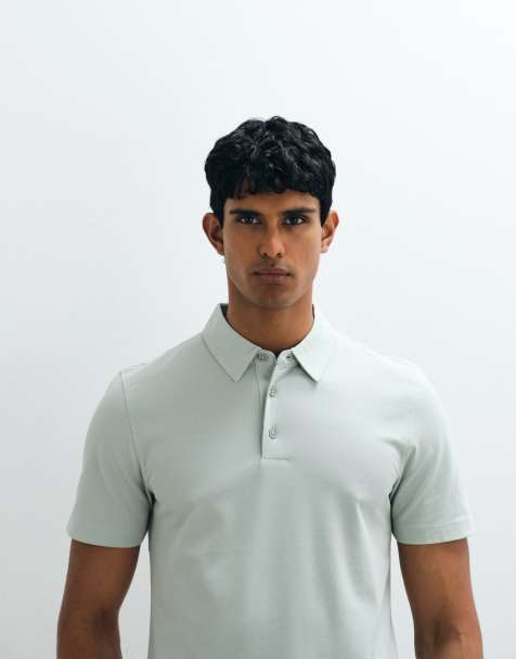 Mango - T-shirt coupe classique à col polo - Vert menthe - view 1