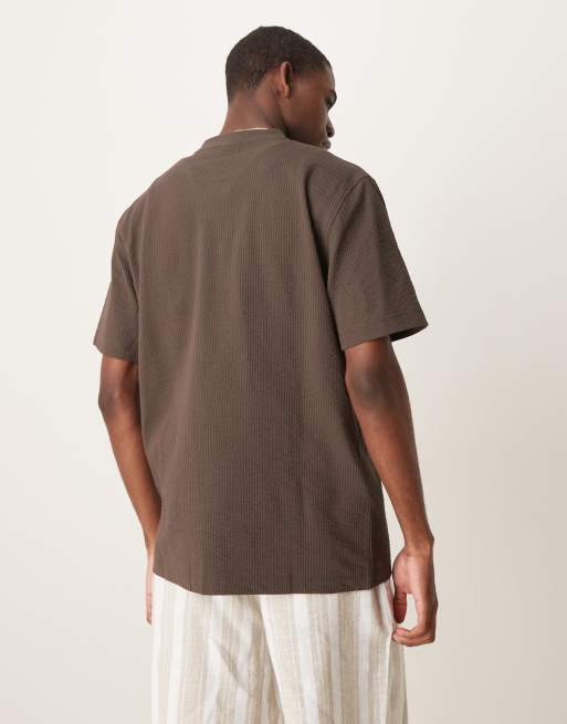 Mango - T-shirt coupe classique en crépon - Marron, 4 de 4
