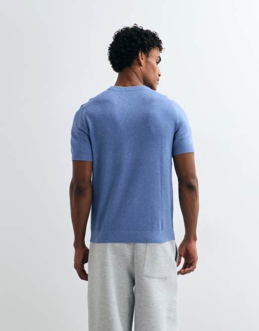 Mango t-shirt en maille bleu pâle, 5 de 10