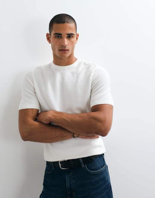 Mango - T-shirt en maille - Crème, 4 de 5