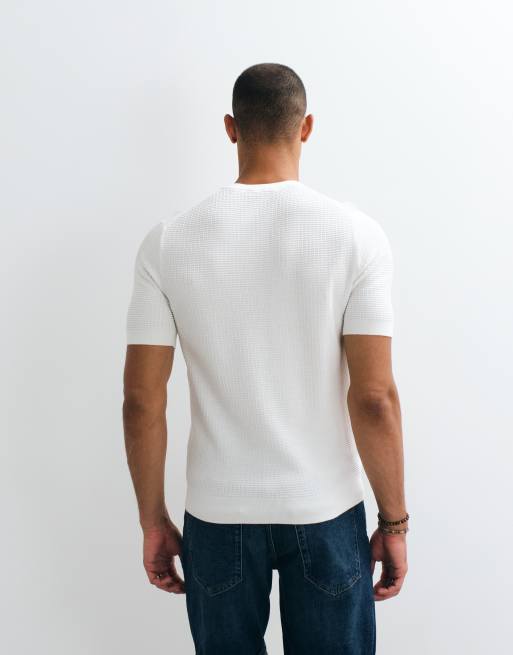 Mango - T-shirt en maille - Crème, 5 de 5