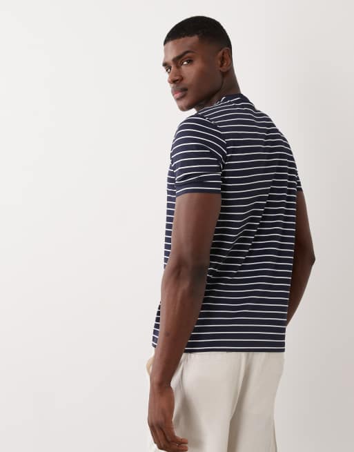 Mango - T-shirt girocollo tecnica blu navy a righe, 3 di 5