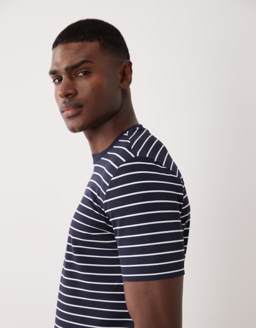 Mango - T-shirt girocollo tecnica blu navy a righe, 4 di 5