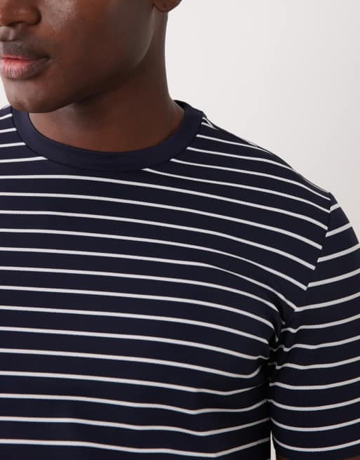 Mango - T-shirt girocollo tecnica blu navy a righe, 5 di 5