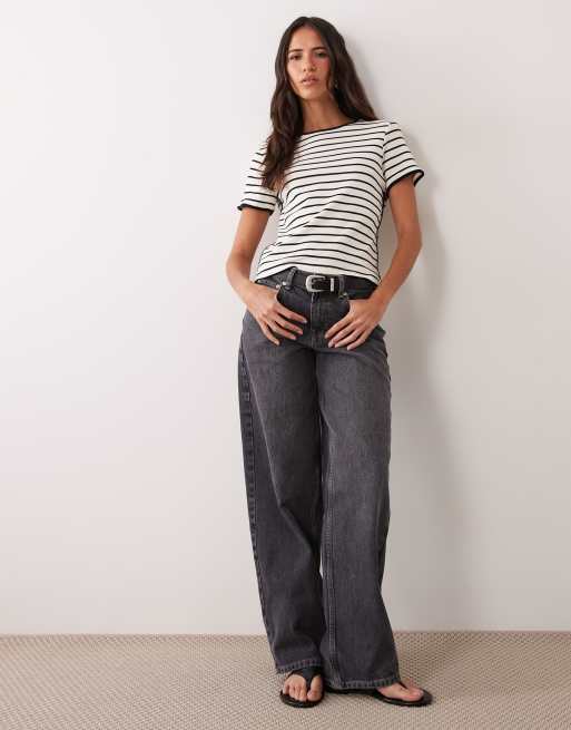 Mango T-shirt in 100% cotone a righe nere e bianche, 2 di 4