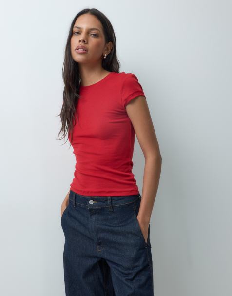 Mango t-shirt in bright red - view 1