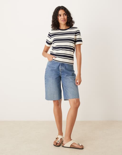Mango - T-shirt in cotone color panna a righe nere, 2 di 4