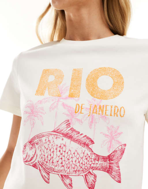Mango – T-Shirt in Weiß mit „Rio“-Print, 2 von 4