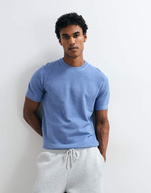 Mango t-shirt lavorata a maglia azzurro chiaro, 3 di 10