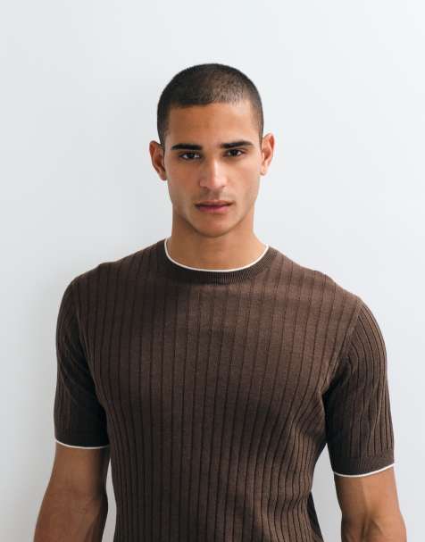 Mango - T-shirt marrone con finiture a contrasto - view 1