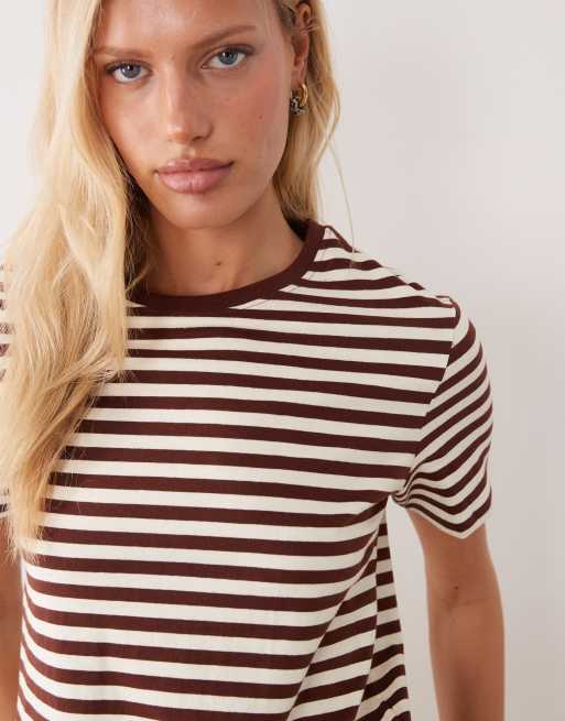 Mango t-shirt med kontrasterande kant i brun rand, 3 av 4