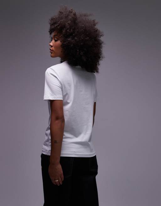 Mango - T-shirt med rund hals i hvid, 4 af 4