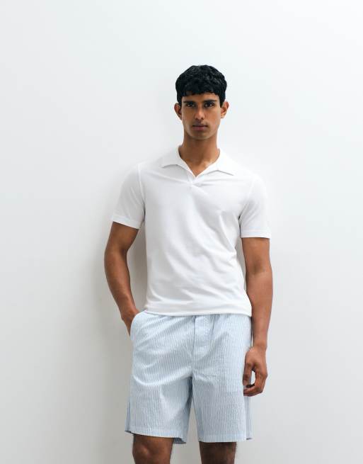 Mango - T-shirt met kraag met split in wit, 2 van 5