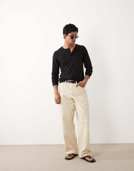 Mango - T-shirt met lange mouwen en knoopsluiting in zwart, 3 van 5