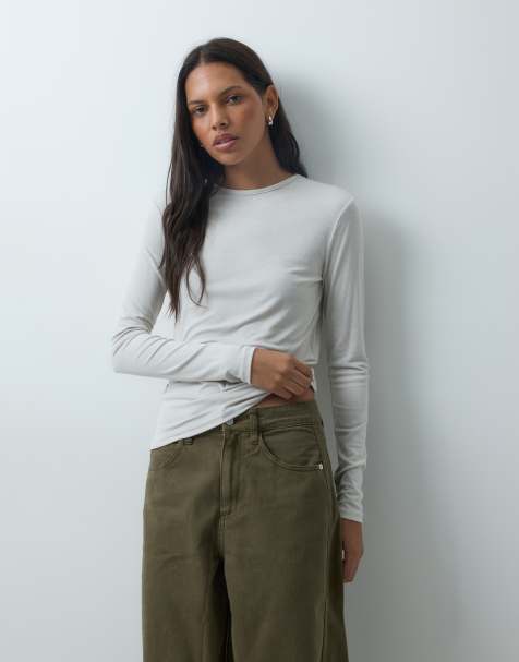 Mango T-shirt met lange mouwen in ecru - view 1