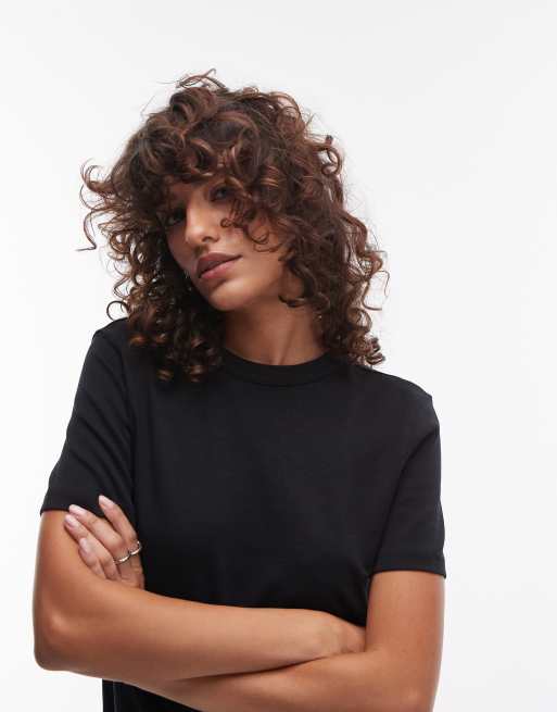 Mango - T-shirt met ronde hals in zwart