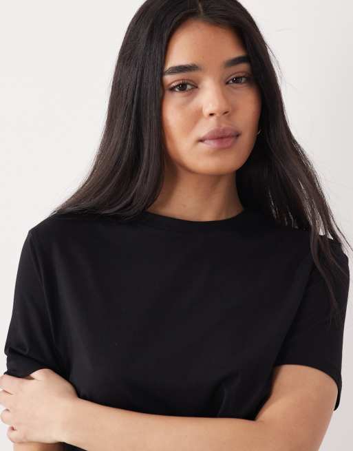 Mango - T-shirt met ronde hals in zwart , 3 van 4