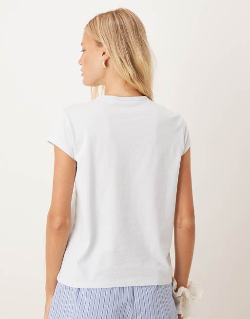 Mango - T-shirt met schelpenprint in wit , 4 van 4