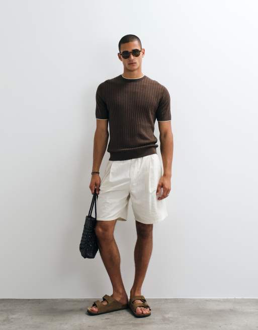 Mango T-Shirt mit Kontrastbesatz in Braun, 3 von 5