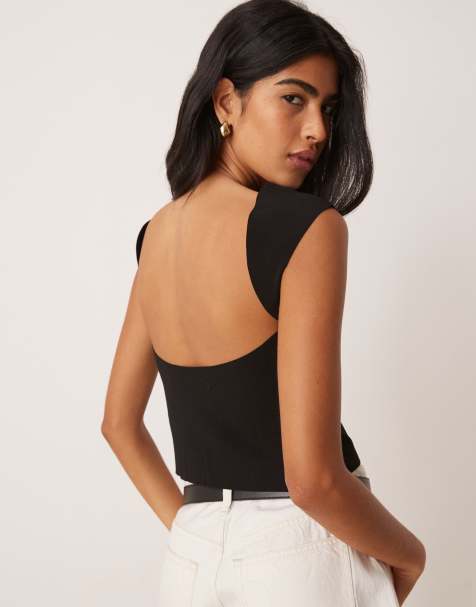 Mango - T-shirt nera modellante con schiena scoperta - view 1