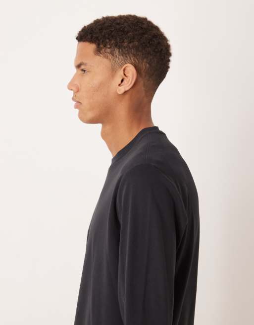 Mango - T-shirt ras de cou 100 % coton à manches longues - Bleu marine, 4 de 5