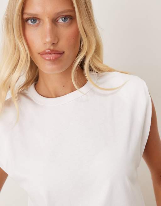 Mango - T-shirt senza maniche bianca in cotone, 3 di 4