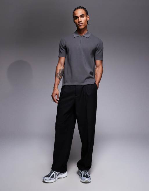 Mango - T-shirt tecnica in maglia sottile grigia termoregolante con zip corta, 2 di 5