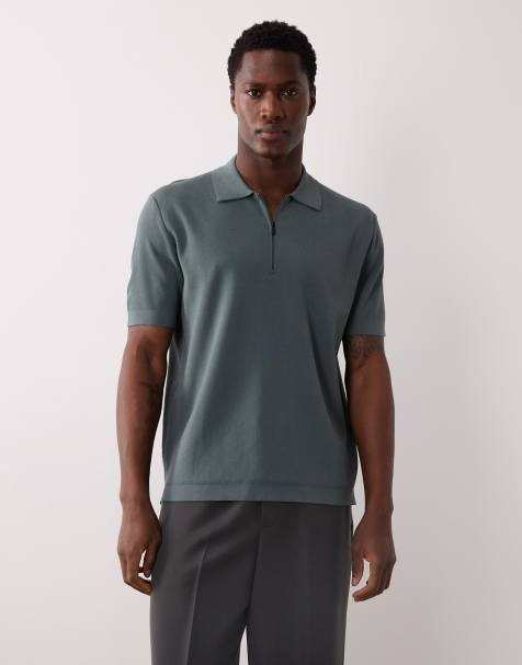 Mango - T-shirt tecnica in maglina blu polvere termoregolante con zip corta - view 1