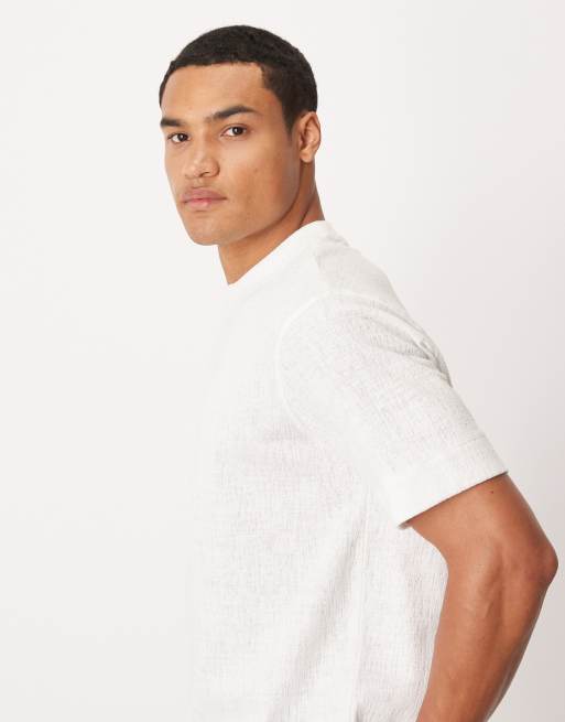 Mango - T-shirt texturé en coton mélangé - Naturel, 4 de 5
