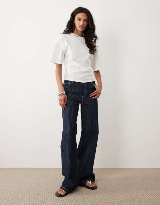 Mango - T-shirt van 100% katoen met gerimpelde zijkant in wit, 3 van 4