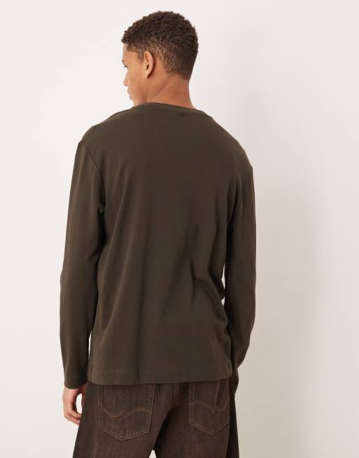 Mango - T-shirt van 100% katoen met lange mouwen en ronde hals in bruin, 3 van 5