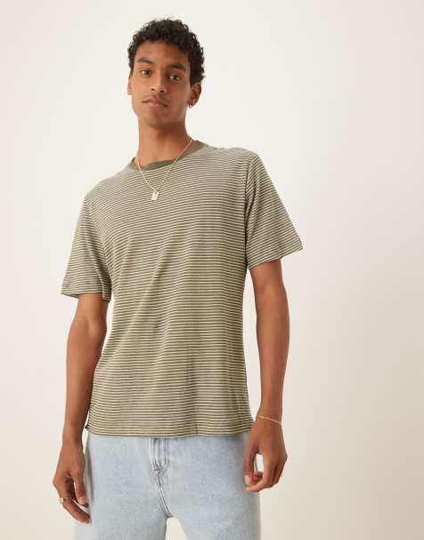 Mango - T-shirt verde e bianca a righe sottili - view 1