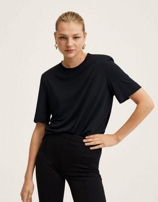 Mango t-shirt with statement shoulder pads in black