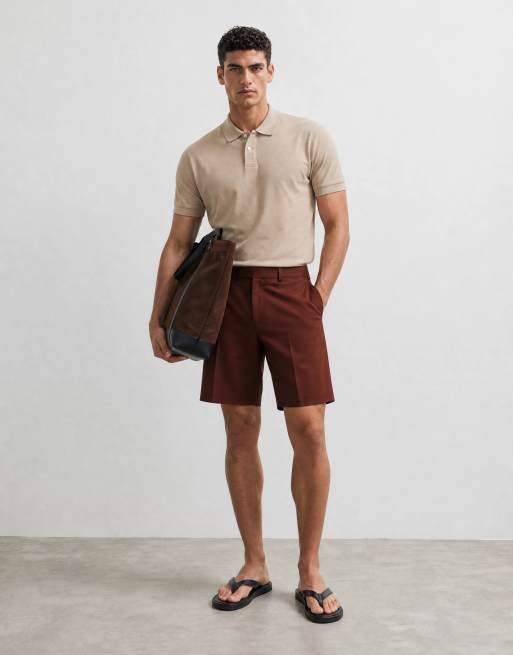 Mango t-shirt z golfem w beżowym kolorze, 8 z 10