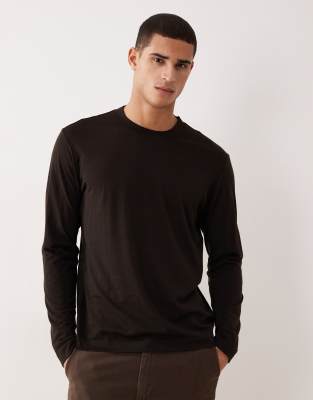 Mango - T-shirts manches longues de qualité supérieure en laine mélangée - Marron foncé-Brown