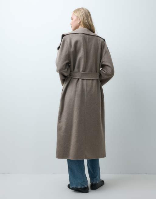 Mango taillierter Mantel mit Gürtel in Mushroom, 3 von 4