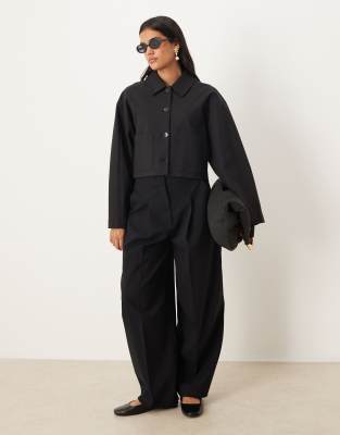 Mango Tailored Barrel Leg Pants In Black
