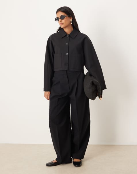 Mango tailored barrel trouser co-ord in black - view 1