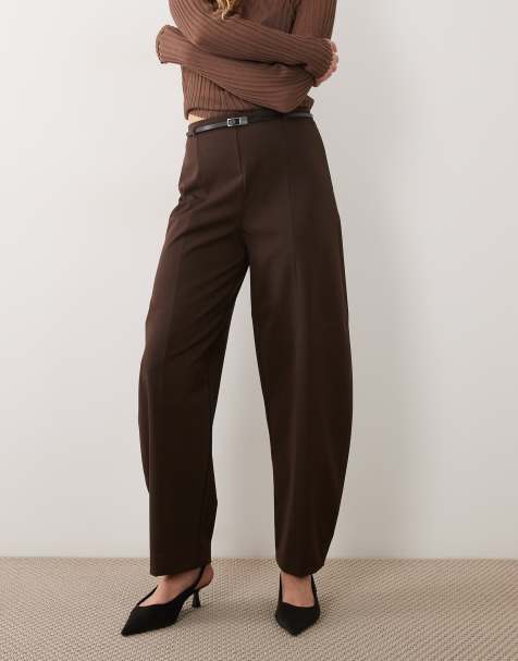Mango tailored barrel trouser in brown - view 1