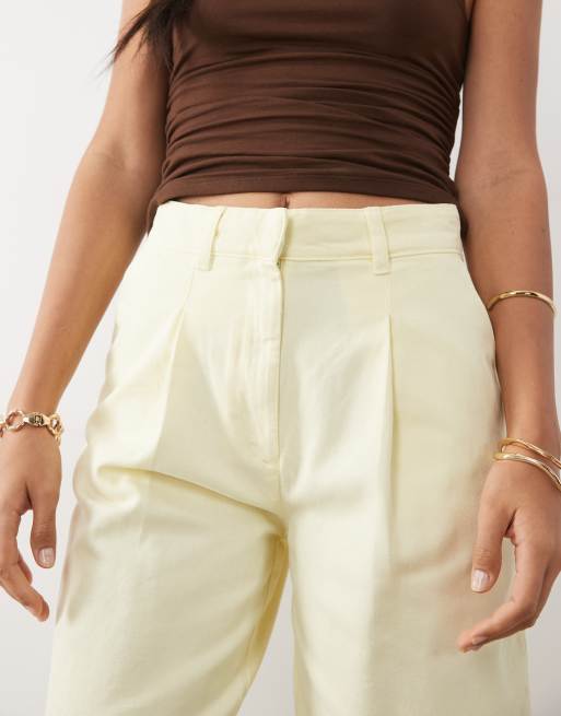 Mango tailored bermuda shorts in pastel yellow, 5 of 5