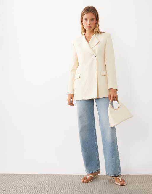 Mango tailored blazer in butter yellow, 3 of 4