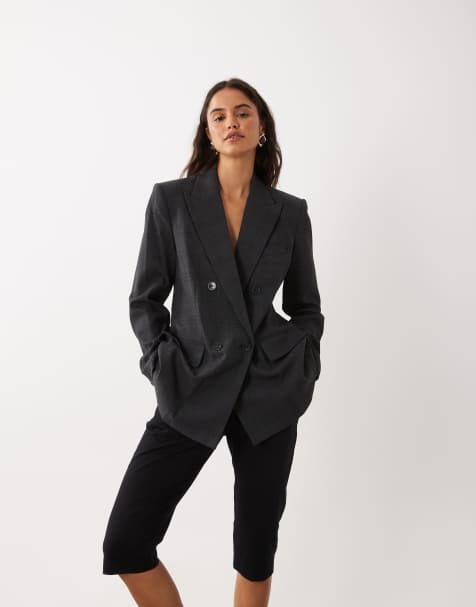 Mango tailored blazer in grey check - view 1