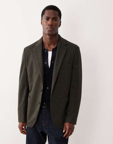Mango tailored blazer in khaki check - view 1