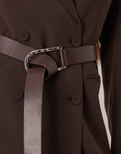 Mango tailored blazer mini dress in brown, 4 of 4