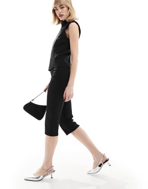 Mango tailored capri trousers in black - view 1