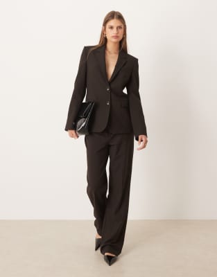 Mango Tailored Classic Blazer In Brown